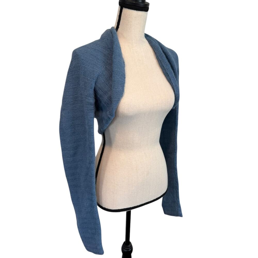 NWT Vintage Catherine Blue‎ Ribbed Angora Shrug Sweater Large 90s Y2K